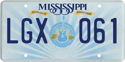 MS license plate LGX061