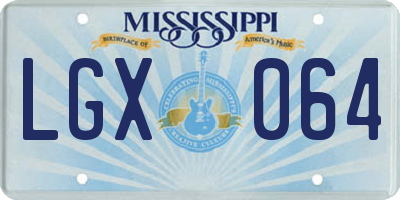 MS license plate LGX064