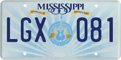 MS license plate LGX081