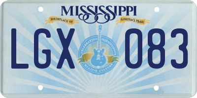 MS license plate LGX083