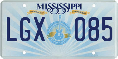 MS license plate LGX085
