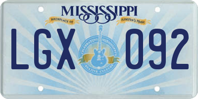 MS license plate LGX092