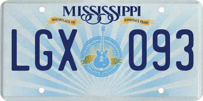 MS license plate LGX093