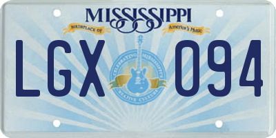 MS license plate LGX094