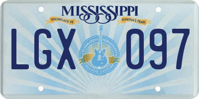 MS license plate LGX097