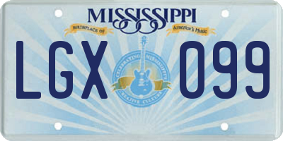 MS license plate LGX099