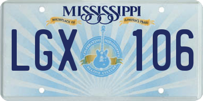 MS license plate LGX106