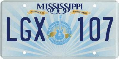 MS license plate LGX107