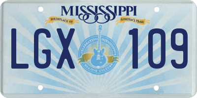 MS license plate LGX109