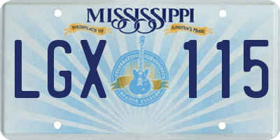 MS license plate LGX115