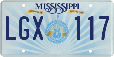 MS license plate LGX117