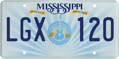 MS license plate LGX120