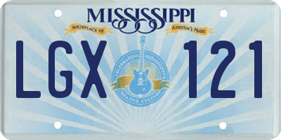 MS license plate LGX121