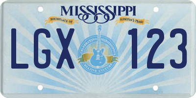 MS license plate LGX123