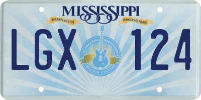 MS license plate LGX124