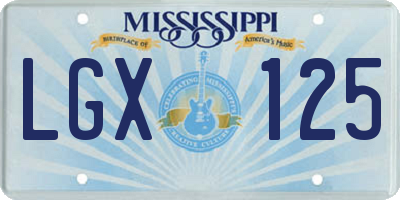 MS license plate LGX125
