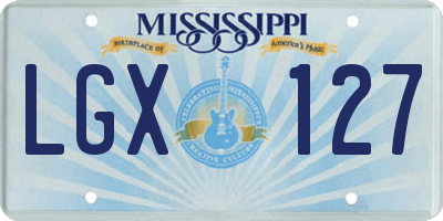 MS license plate LGX127