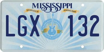 MS license plate LGX132