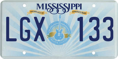 MS license plate LGX133