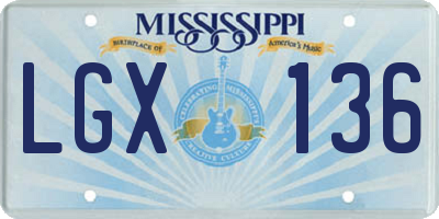 MS license plate LGX136