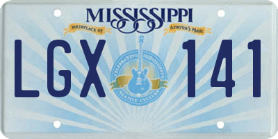 MS license plate LGX141
