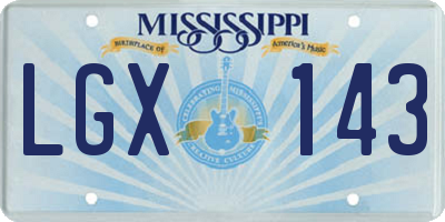 MS license plate LGX143