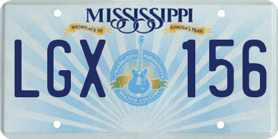 MS license plate LGX156