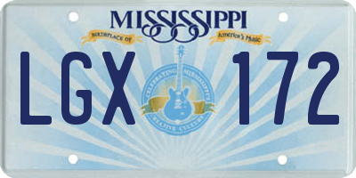 MS license plate LGX172
