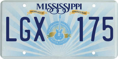 MS license plate LGX175