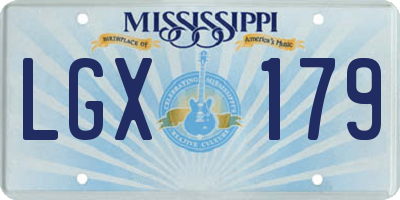 MS license plate LGX179