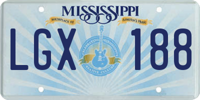 MS license plate LGX188