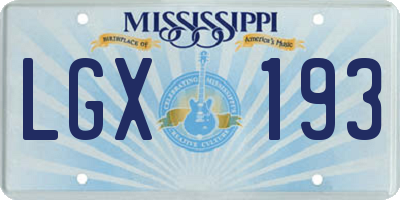 MS license plate LGX193
