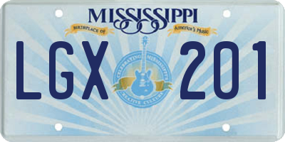 MS license plate LGX201