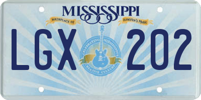 MS license plate LGX202