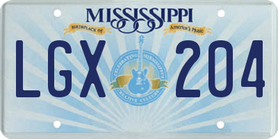 MS license plate LGX204