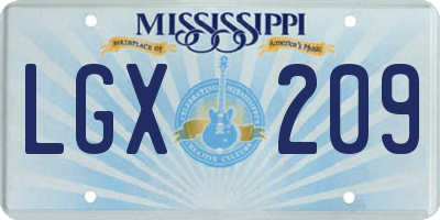 MS license plate LGX209