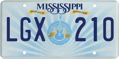 MS license plate LGX210
