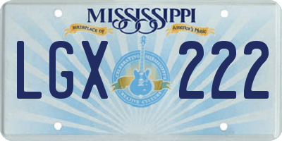 MS license plate LGX222