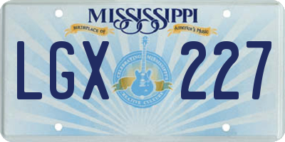 MS license plate LGX227