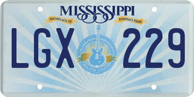 MS license plate LGX229