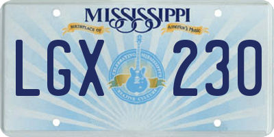 MS license plate LGX230