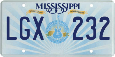 MS license plate LGX232