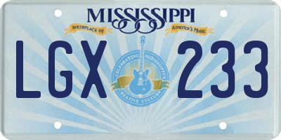 MS license plate LGX233