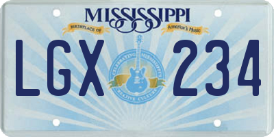 MS license plate LGX234