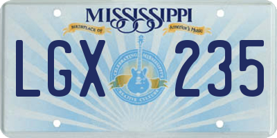 MS license plate LGX235