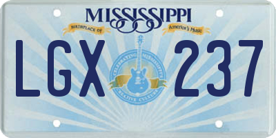 MS license plate LGX237