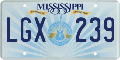 MS license plate LGX239