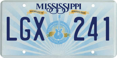 MS license plate LGX241