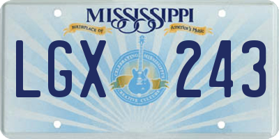 MS license plate LGX243