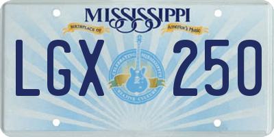 MS license plate LGX250
